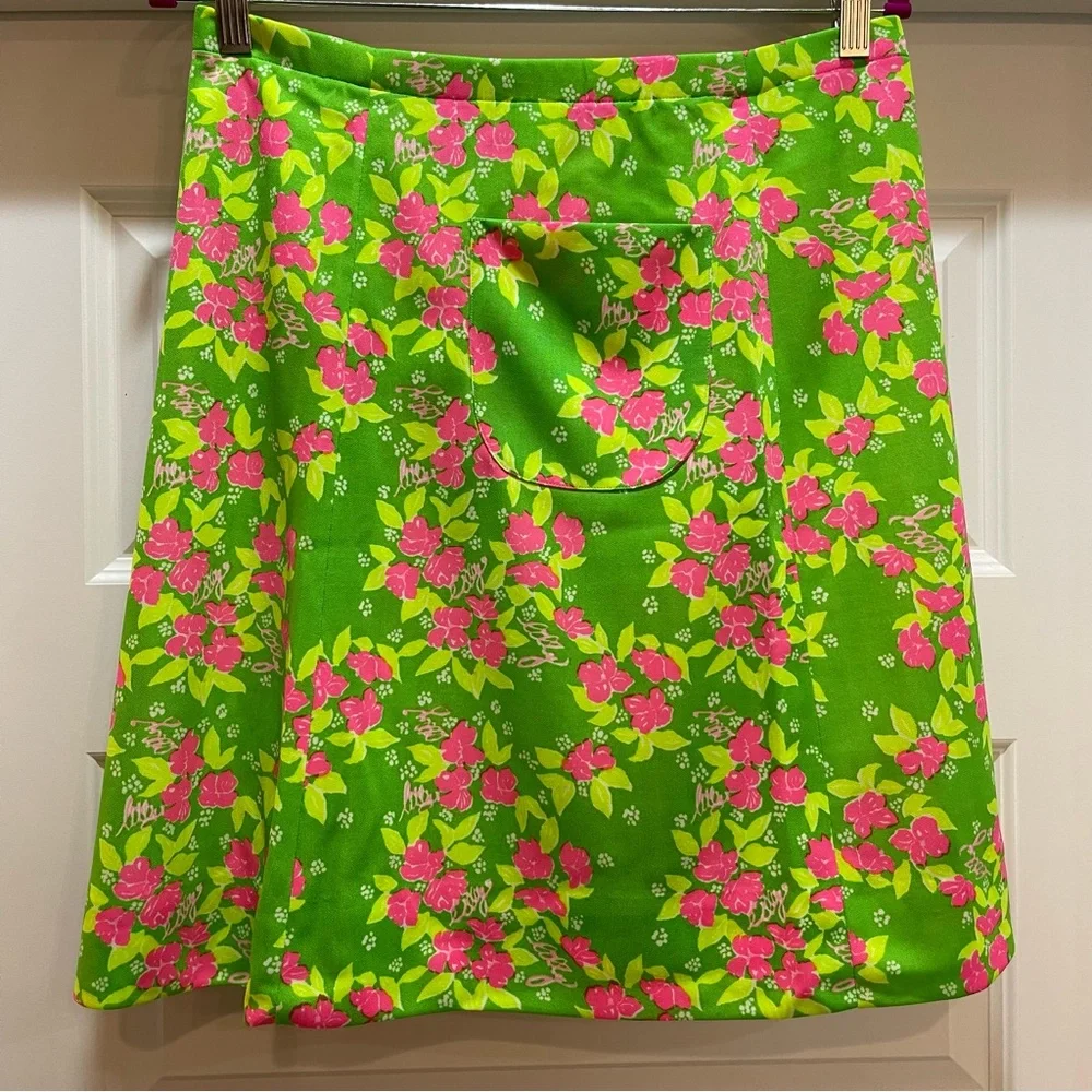 Vintage 70s 80s "The Lilly" Lilly Pulitzer Vibrant Polyester Skirt - Picture 6 of 12